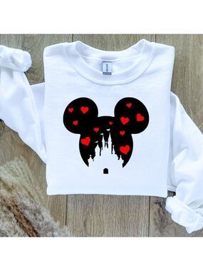 Disney Mouse ears hearts Castle Sweatshirt Sweater